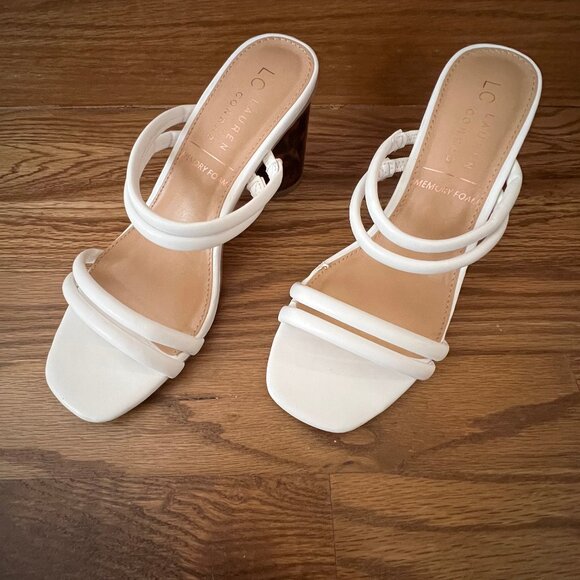 Lauren Conrad Memory Foam White Sandals - Size 5.5 M - New! - Picture 1 of 8